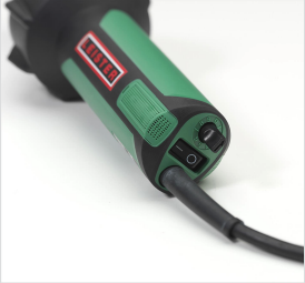 The rotary control on the rear of the hot-air tool enables accurate setting of welding temperatures up to 650-C.