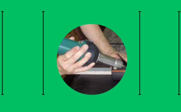 hand holding plastic welding tool